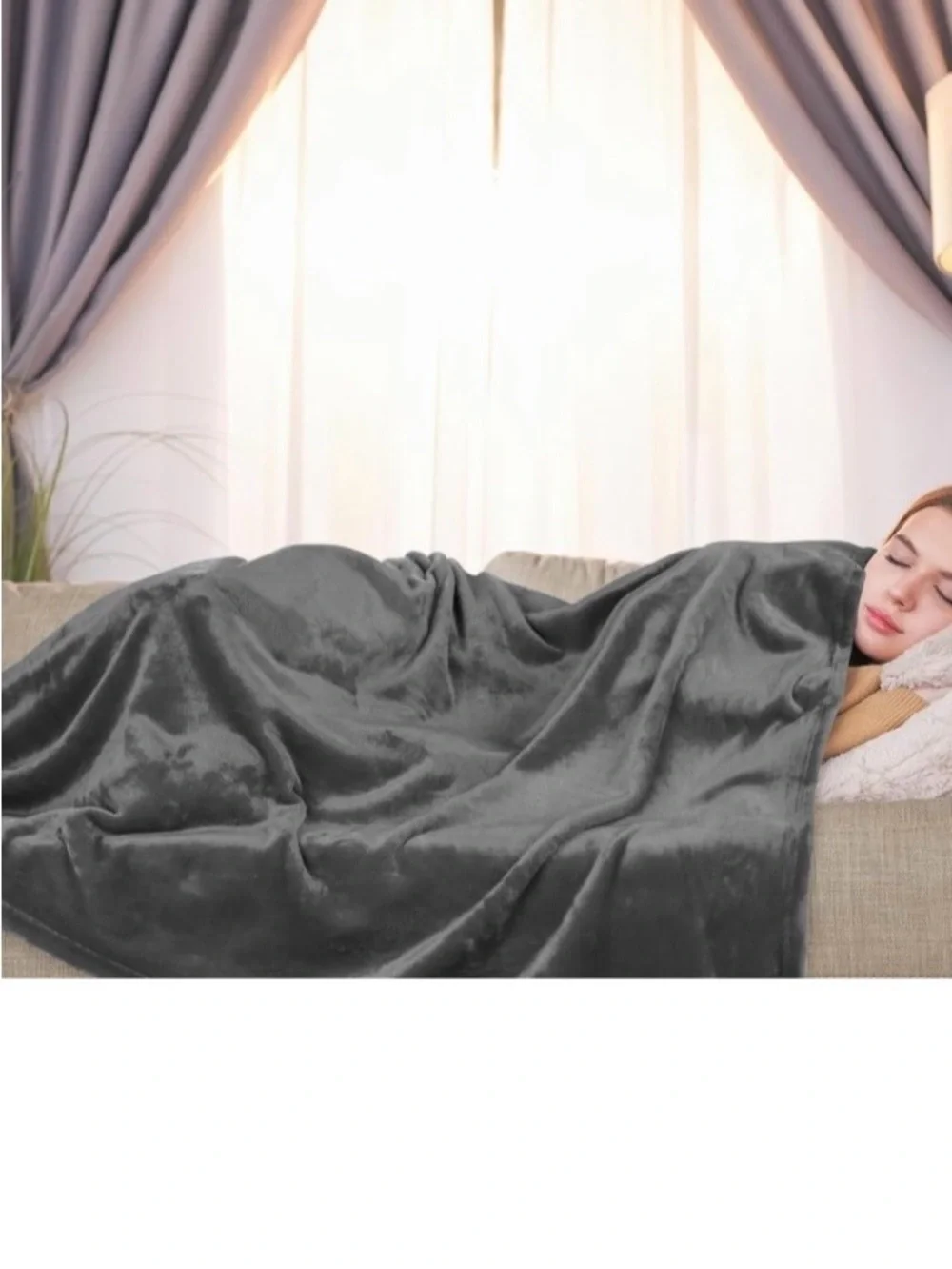 Twin Blanket Luxurious Gray Plush Throw Blanket